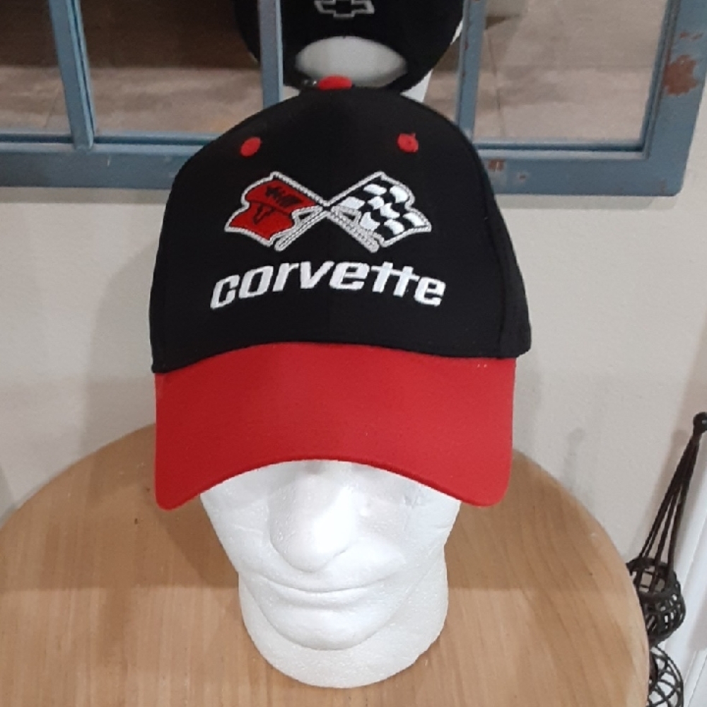 EUC C3 Corvette Crossed Flags Hat | Black & Red | GM Licensed